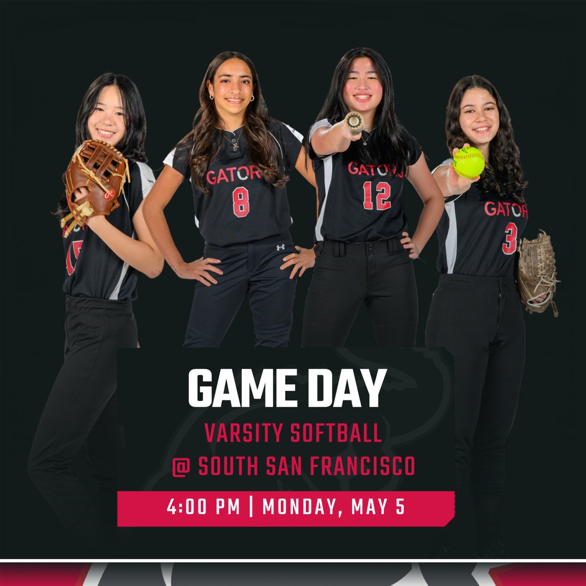 🚨 Game Day Alert 🚨
📅 Monday, 5/5

🥎 Softball vs South San Francisco
🕓 4:00 PM
📍 South San Francisco

#GoGators 🐊