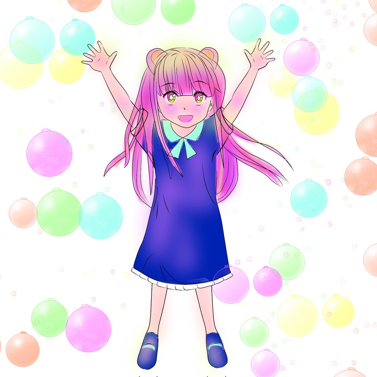 色塗りリクエスト
遅くなりましたが完成😌🫧
<a href="/AI_Brother_ALT/">シュナル</a>  さんの線画の色塗りさせていただきました🎈

ガサ塗りですみません🙇
#リクエスト企画　#イラスト　#色塗り　#よその子　#illust