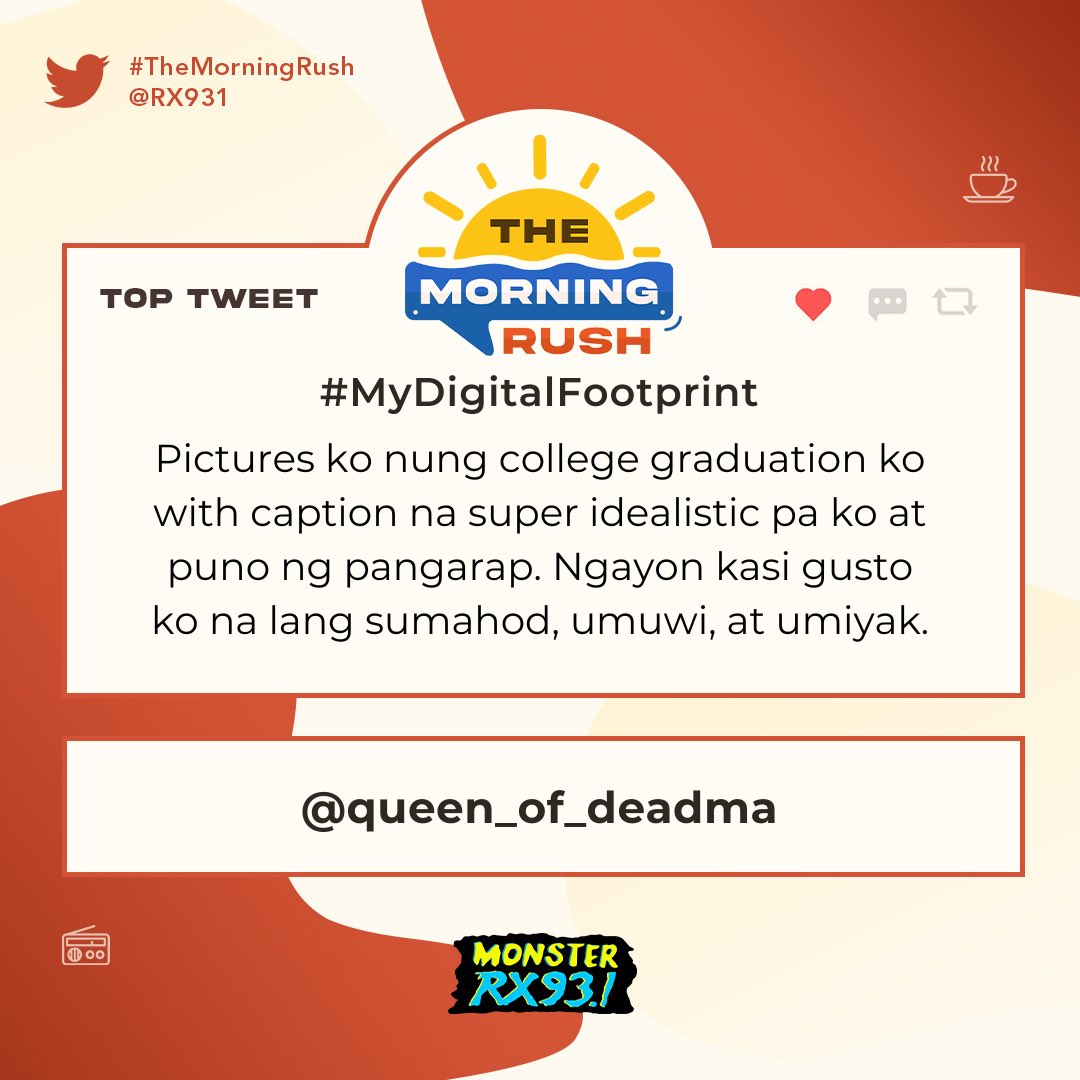 RX931's tweet photo. Top Entry: #MyDigitalFootprint from @queen_of_deadma #TheMorningRush https://t.co/2axerCiqqg