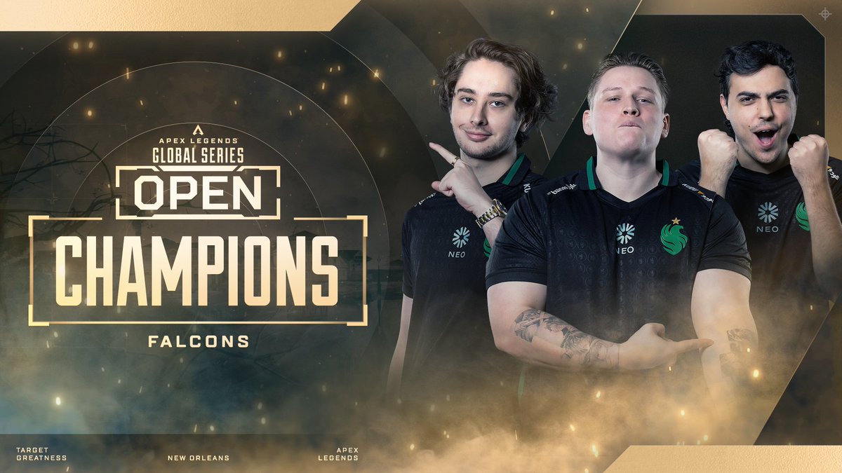 Apex Legends Esports (@playapexesports) on Twitter photo After going through the gauntlet of back to back 18 match days, <a href="/FalconsEsport/">Falcons Esports</a> come out on top as your #ALGSOpen champions. After going through the gauntlet of back to back 18 match days, <a href="/FalconsEsport/">Falcons Esports</a> come out on top as your #ALGSOpen champions.