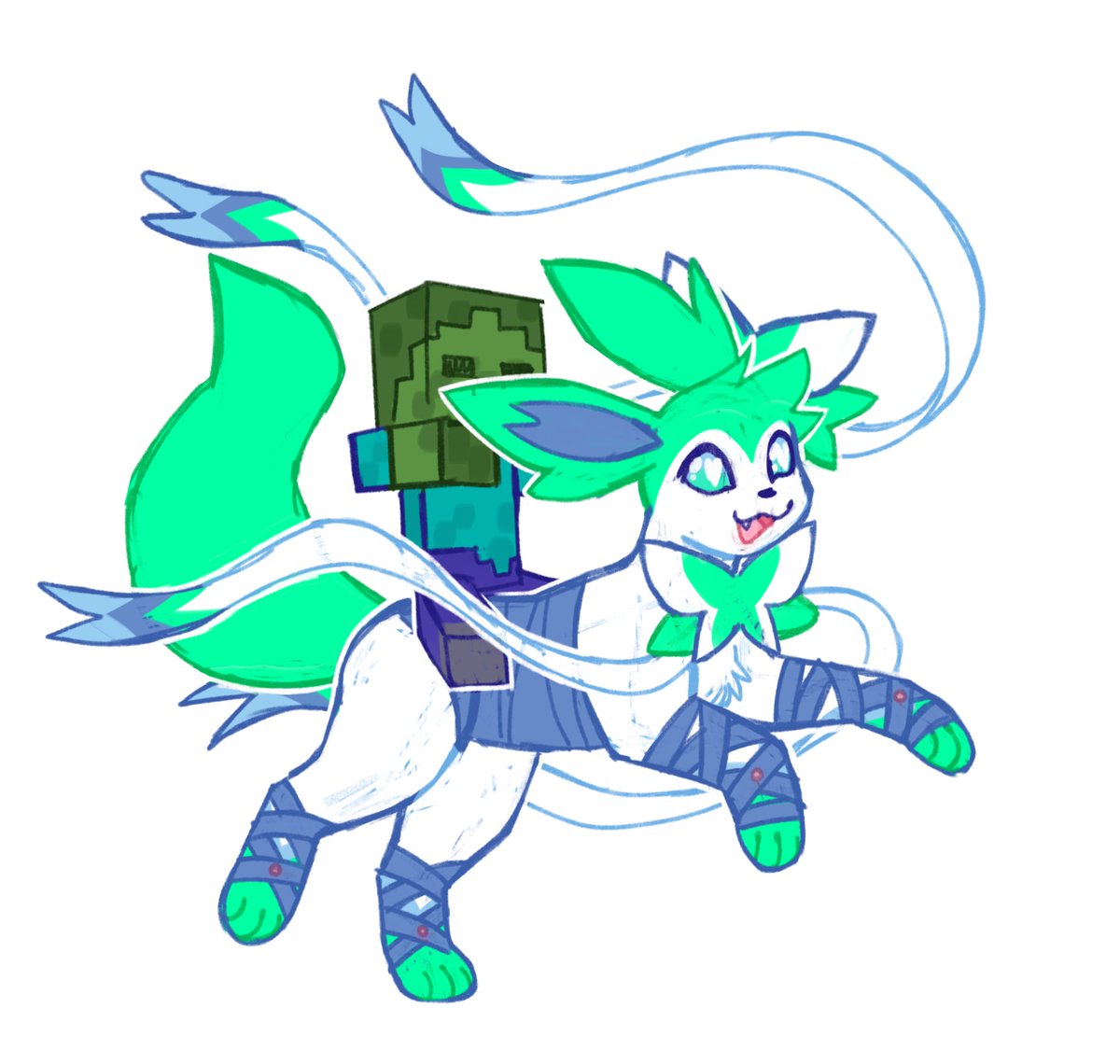 ArisuVEVO's tweet photo. Local green sylveon becomes jockey https://t.co/EOscFAOyjg