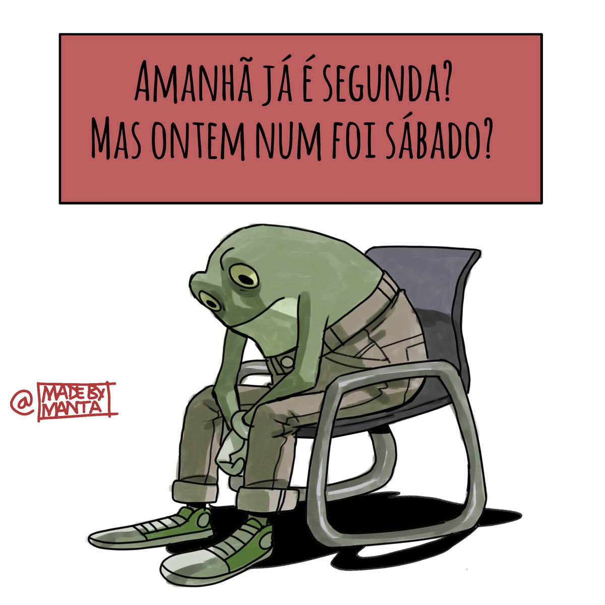 Madebymanta's tweet photo. Todo dia isso!

#quadrinho #BRart #illustration #sapo https://t.co/QIevUY3MOo
