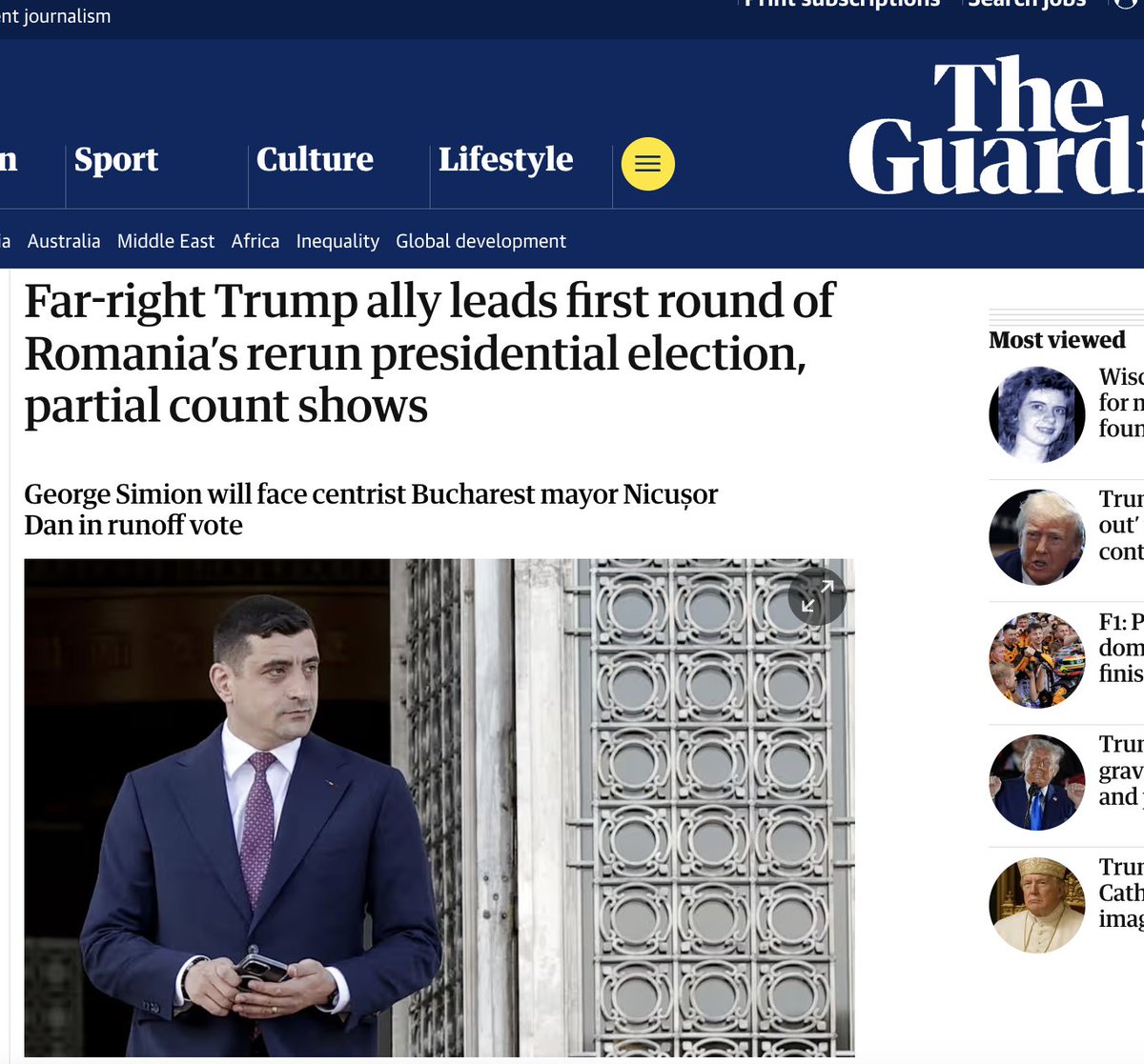 JOURNALISTIC MALPRACTICE: The Guardian and other British and European papers today launched a massive campaign to discredit the frontrunner in the Romania election, George Simion—with journalists hiding a orchestrated campaign to force a pro-NATO leader onto a populace that