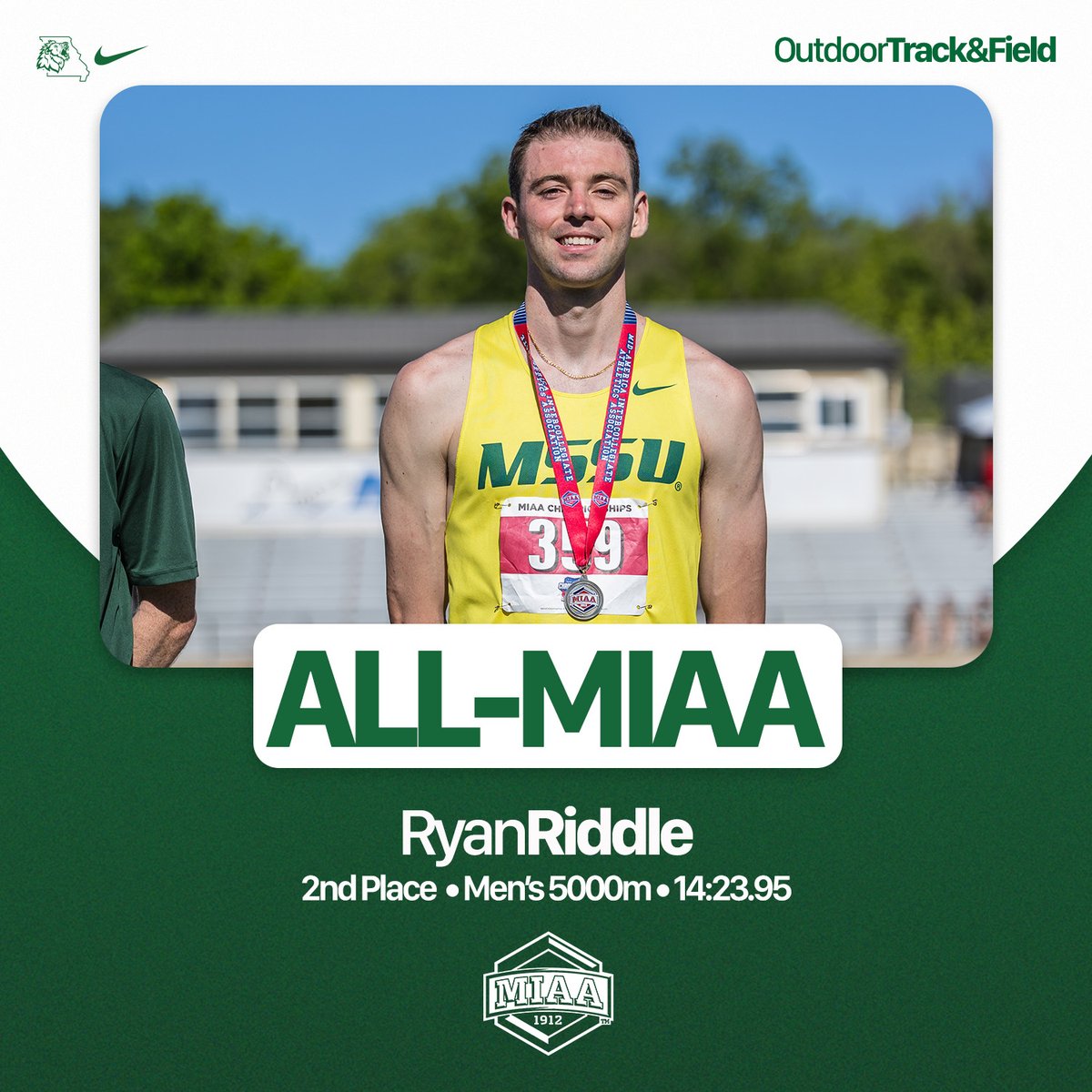 🚨 ALL-MIAA 🚨

Ryan Riddle takes 2nd place in the men's 5000m earning All-MIAA honors with a time of 14:23.95! 🦁