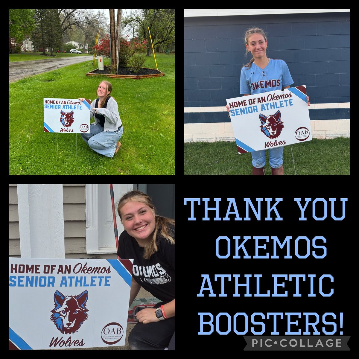 Thank you <a href="/ohs_bc/">Okemos Athletic Boosters Club</a> for the cool yard signs!
🐺🥎🐺