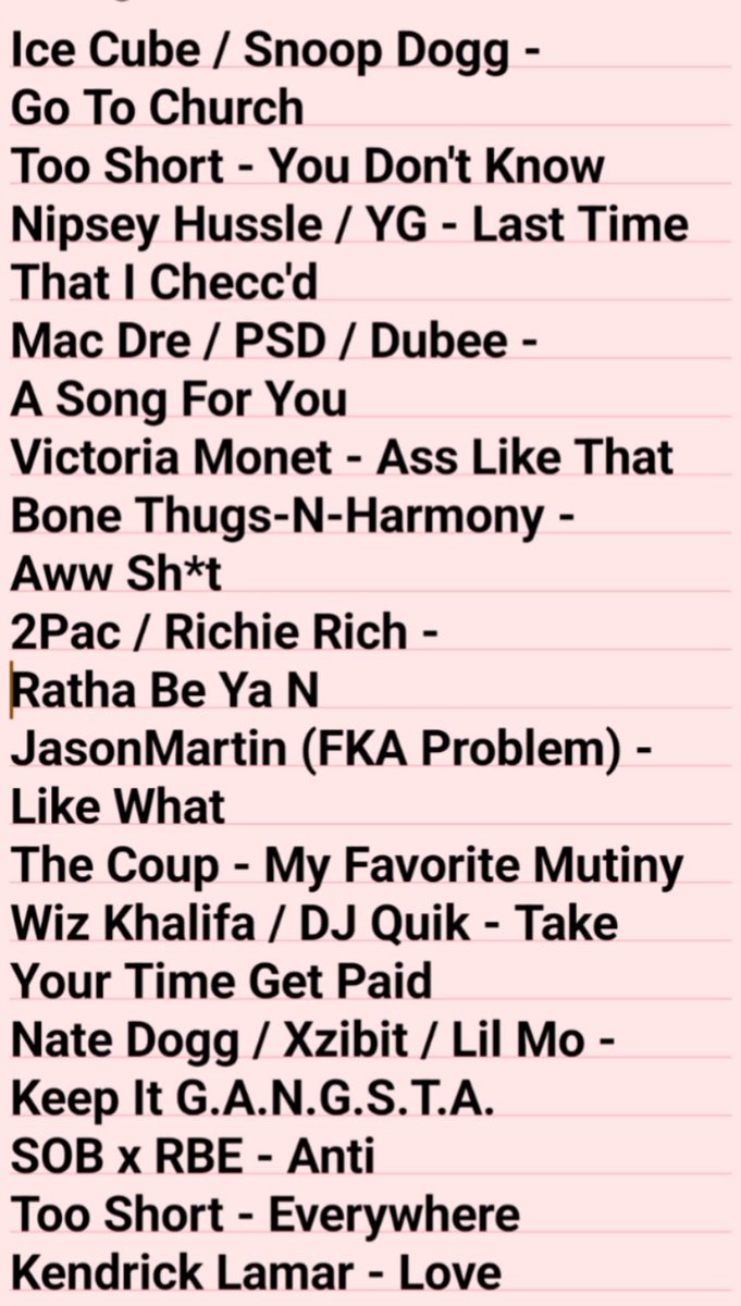 🎧 Danny Salas🎙 (@ruthlessradio) on Twitter photo How'd I find clean versions of all these songs tonight? 😳
Here's the playlist for 5/4!
#WestCoastEveryday
<a href="/Q971radio/">Q97.1 Radio</a> How'd I find clean versions of all these songs tonight? 😳
Here's the playlist for 5/4!
#WestCoastEveryday
<a href="/Q971radio/">Q97.1 Radio</a>