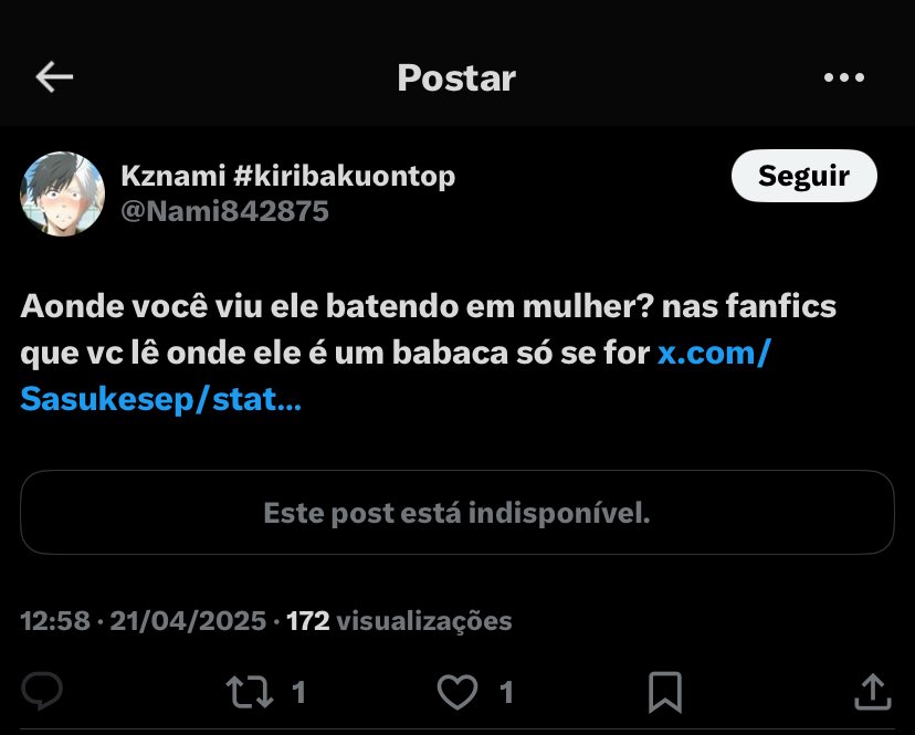 sasukebjs's tweet photo. @akasunaFCB inclusive pedro pra traicao ficticia e hipotetica voce liga ne? pena q voce nao teve a mesma simpatia quando insinuou que o sasuke agrediria mulheres kkkkk vc pode ter apagado e mudado de conta mas ainda existe alguns rastros viu https://t.co/gxZwjNdsk4