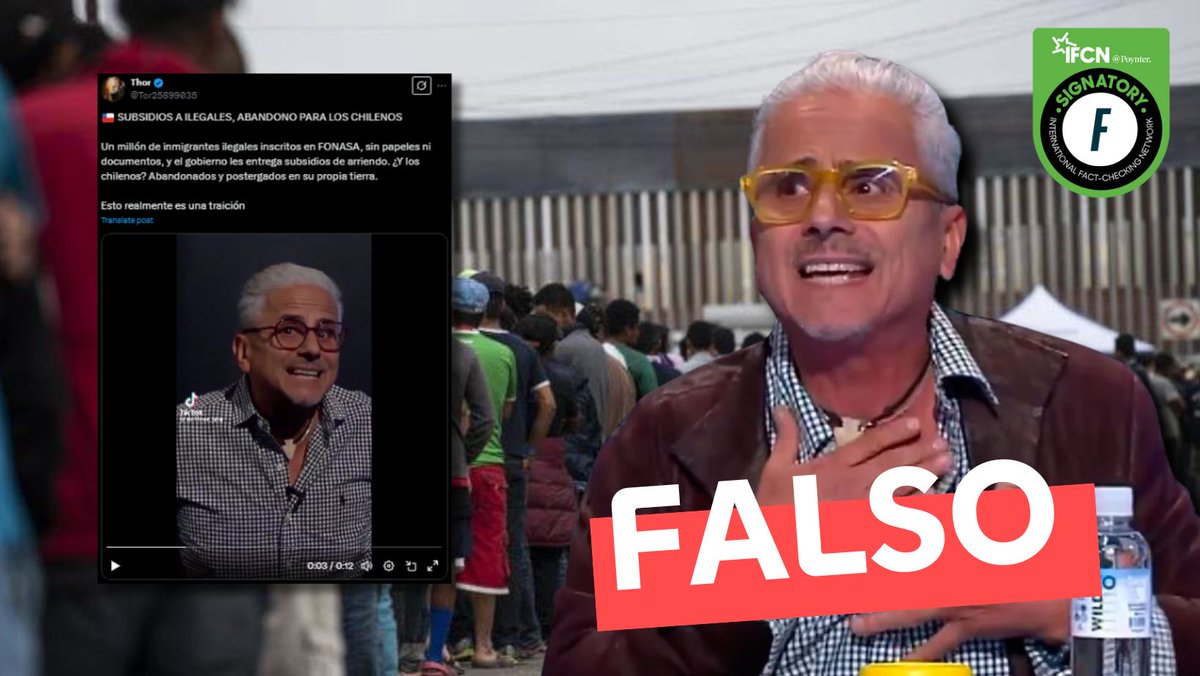 fastcheckcl's tweet photo. 🔎 #FactChecking | En X circula una publicación que afirma que un millón de inmigrantes ilegales están inscritos en Fonasa sin contar con documentos.
La afirmación proviene de una entrevista a Pablo Herrera en el programa Sin Filtros.

Entérate por qué esto es ❌ #Falso aquí 👇
https://t.co/A8r4j1H53I