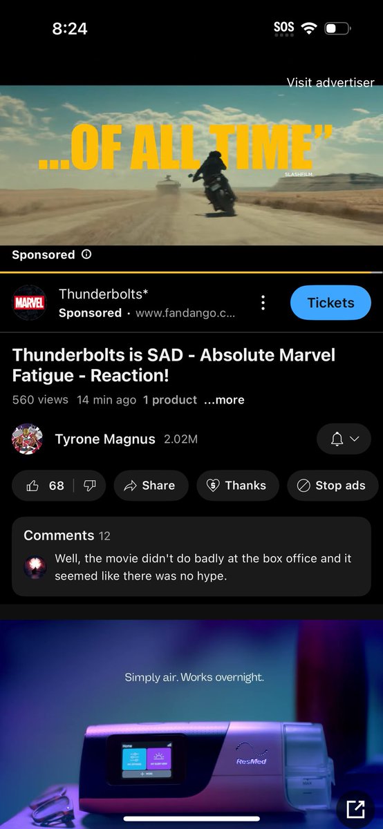 Lmfao you can't make this shit up Tyrone Magnus post this and first ad is the movie literally being praised 😆😆