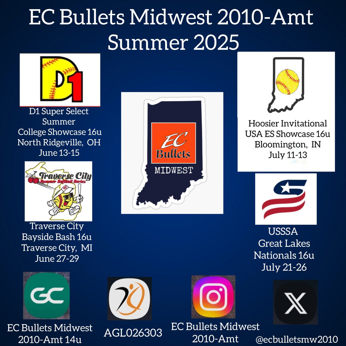 Summer schedule!
Finishing 14s playing up in 16s!
North Ridgeville, OH
Traverse City,  MI
Bloomington, IN
Peoria, IL
<a href="/ocdeaton/">Olivia Deaton 2028</a> 
<a href="/DelaynieR2029/">Delaynie Roberts</a> 
<a href="/BaileyBall_4/">Bailey Ball (2028)</a> 
<a href="/7ShaunnaRoberts/">Shaunna Roberts</a> 
<a href="/TenleyDyer9/">Tenley Dyer</a> 
<a href="/RyleeAmt11/">Rylee Amt 2029 Pitcher</a> 
<a href="/julia_Z22/">Julia</a> 
<a href="/softballsthebe/">Lily Layman</a> 
<a href="/KennedyW2028/">Kennedy Wilmoth 2028 Pitcher/1B</a> 
<a href="/SchaafChandler/">Chandler Schaaf</a>