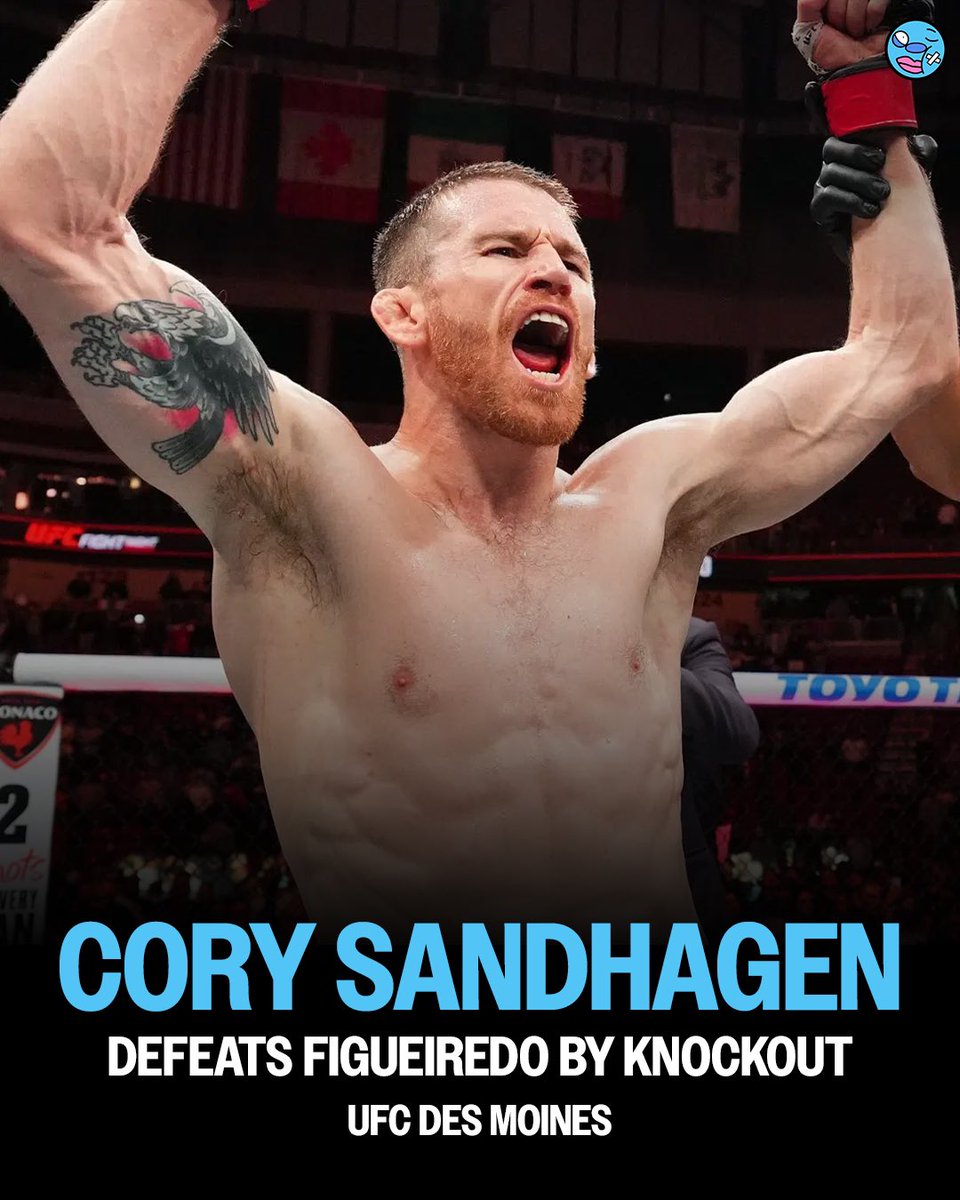 bruize_report's tweet photo. Cory Sandhagen defeats Deiveson Figueiredo by knockout in the second round.
With this win, Sandhagen is in a position for either a title eliminator fight or a direct shot at the bantamweight belt.
#ufc #ufcnews #ufcupdates #ufcdesmoines #ufcfightnight #fightnight #corysandhagen #figueiredo #mma #ufcfighter #mmafighter
