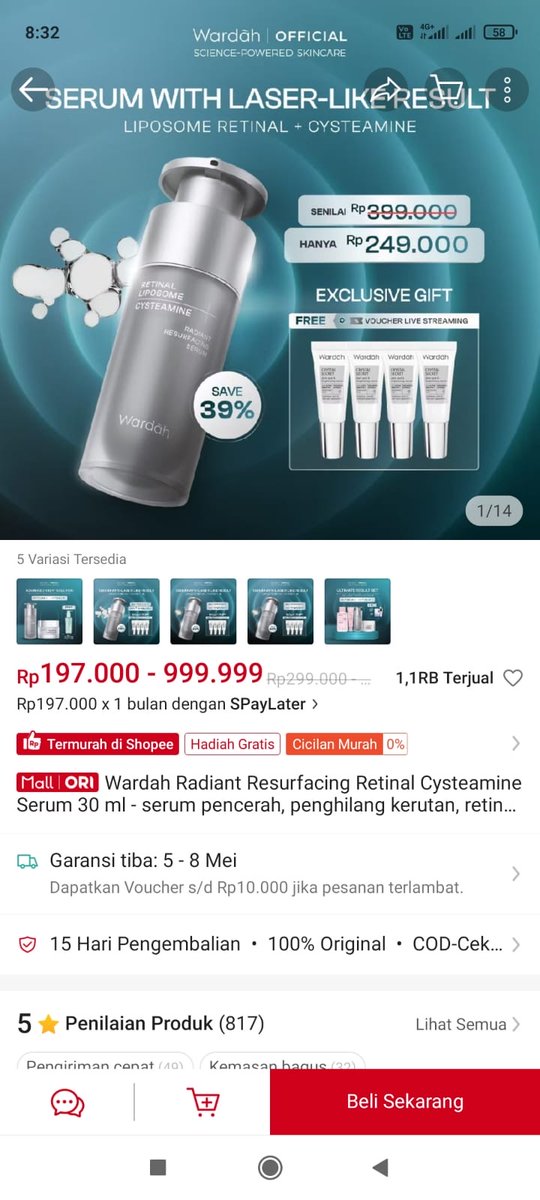 semenjak ada #WardahSerumLaserTreatment jadi gak perlu perawatan keluar rumah lagi, cukup dengan produk ini dirumah aja bisa cerah loh, mumpung hari ini ada promo 5.5 di shopee gaskeun deh buat stok dirumah 
shopee.co.id/product/597637…