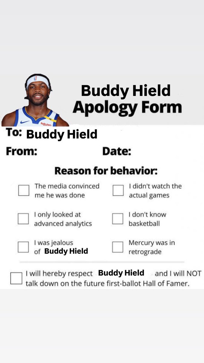 Buddy Hield apology form for anyone who needs it🫡