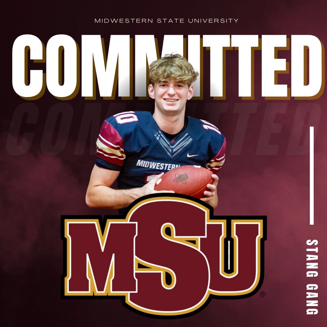 Committed!! 🐎 #StangGang 

<a href="/MSUTexasFB/">Midwestern State Football</a> <a href="/CoachKirkBryant/">Kirk Bryant</a> <a href="/CoachDomoYoung/">Domo Young</a> <a href="/blitzemD/">Coach Schulz</a> <a href="/CoachHatton45/">Coach Hatton</a>