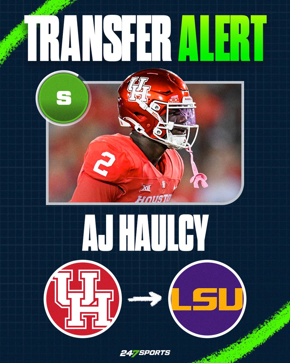 Matt Zenitz (@mzenitz) on Twitter photo Ex-Houston star safety A.J. Haulcy has committed to LSU, his agency <a href="/APSportsAgency/">A&P Sports Agency</a> tells me and <a href="/chris_hummer/">Chris Hummer</a>.
Haulcy, the top ranked available player in the portal, had 74 tackles and five interceptions last year at Houston and was a first-team All-Big 12 selection. Ex-Houston star safety A.J. Haulcy has committed to LSU, his agency <a href="/APSportsAgency/">A&P Sports Agency</a> tells me and <a href="/chris_hummer/">Chris Hummer</a>.
Haulcy, the top ranked available player in the portal, had 74 tackles and five interceptions last year at Houston and was a first-team All-Big 12 selection.