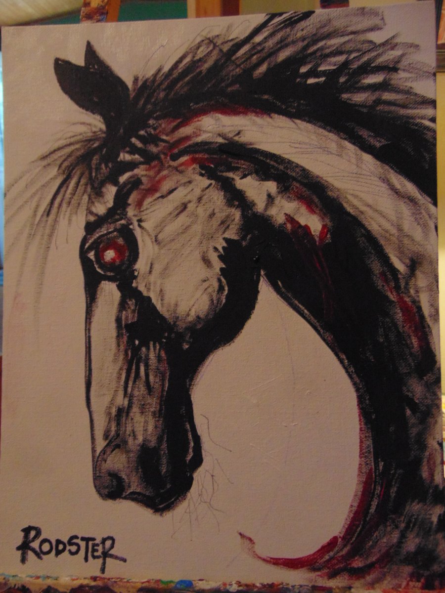 "Dark Horse" 11X14 painted today.