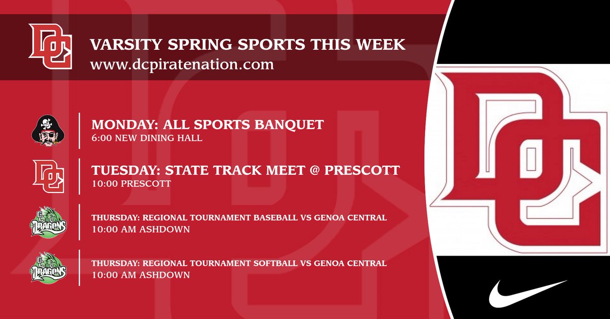 POSTSEASON SPRING SPORTS THIS WEEK!

GO PIRATES AND LADY PIRATES!