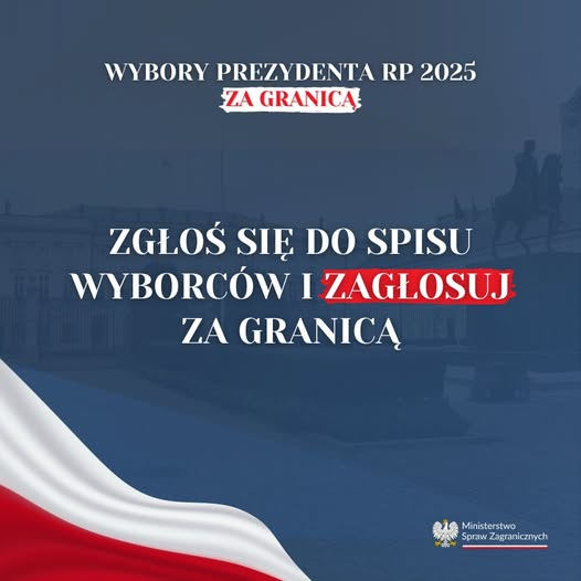 📷 Już dziś zgłoś się do spisu wyborców za granicą i weź udział w wyborach Prezydenta RP 2025! 📷
Wszystkie informacje znajdziesz na naszej stronie oraz stronach 📷 placówek zagranicznych.
gov.pl/.../wybory-pre…
#wyboryprezydenckie #wybory2025 #ewybory #wyborywaustralii