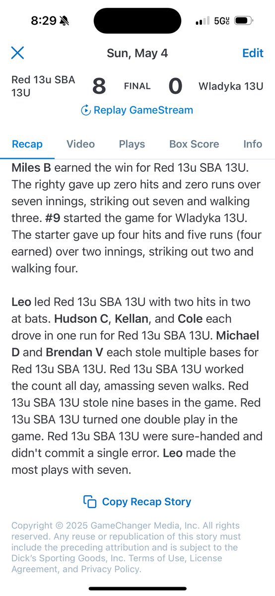 MilesBlock2030's tweet image. Big day for @Sportika_NJ 13U red won the Spring Battle at Diamond Nation. Pitched a no hitter in championship game and took home MVP. Our team played some amazing defense. These boys came to play all weekend. #TrustTheProcess #baseball
