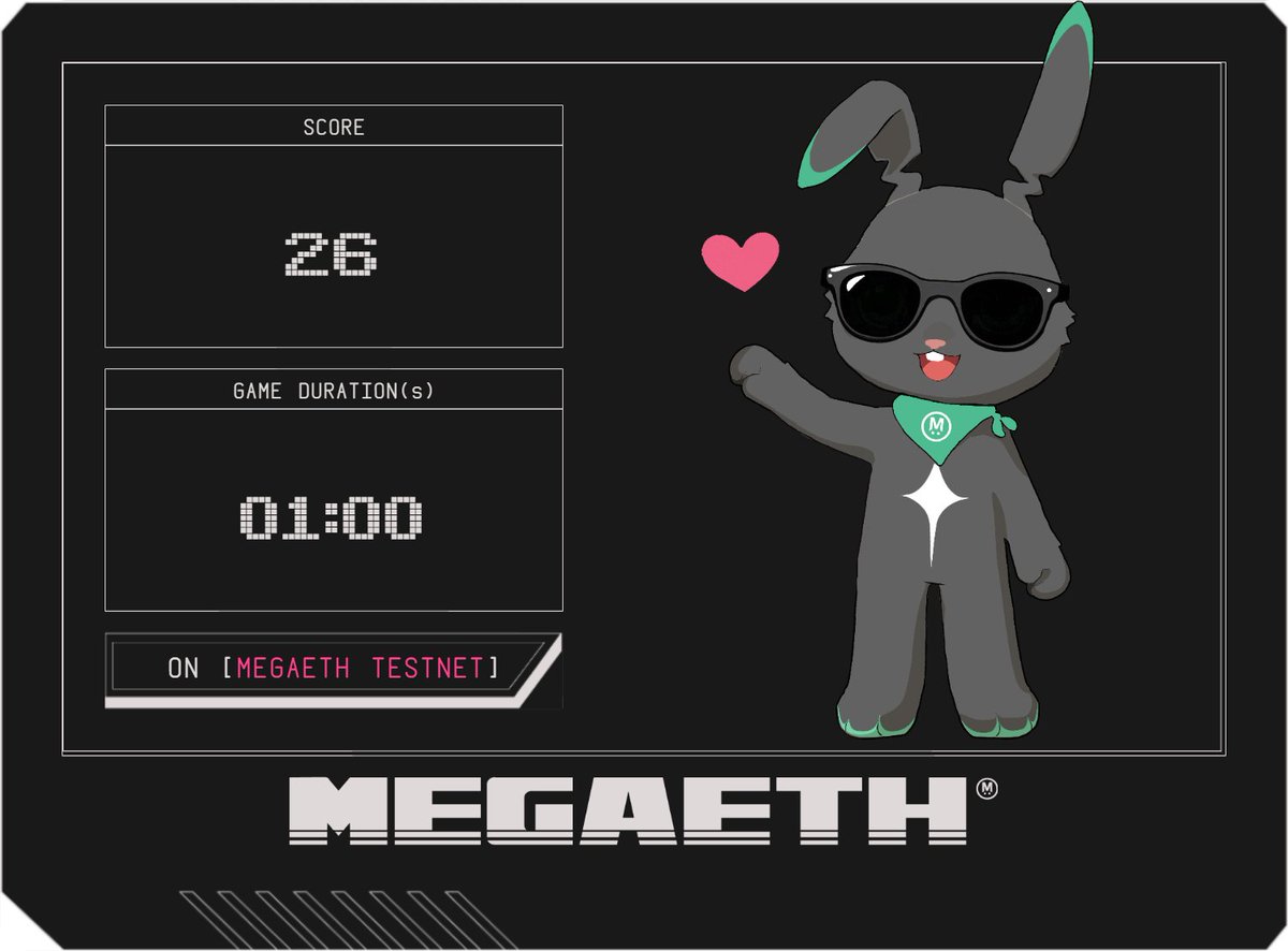 anggadwy82's tweet image. Here’s a concise and engaging tweet you can use:

Just scored 26 in 1 minute on an addictive game on the MegaETH Testnet! 🐰⚡
Try Crossy Fluffle and test your reflexes on the blazing-fast MegaETH network:
🎮 game.megaeth.com/crossy-fluffle
#MegaETH #Web3Gaming #TestnetChallenge

LFG