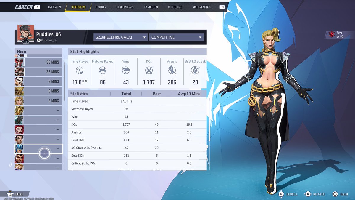 Tom368's tweet image. #MarvelRivals #EmmaFrost second Lord on the game ❤️❤️❤️#rankedpain