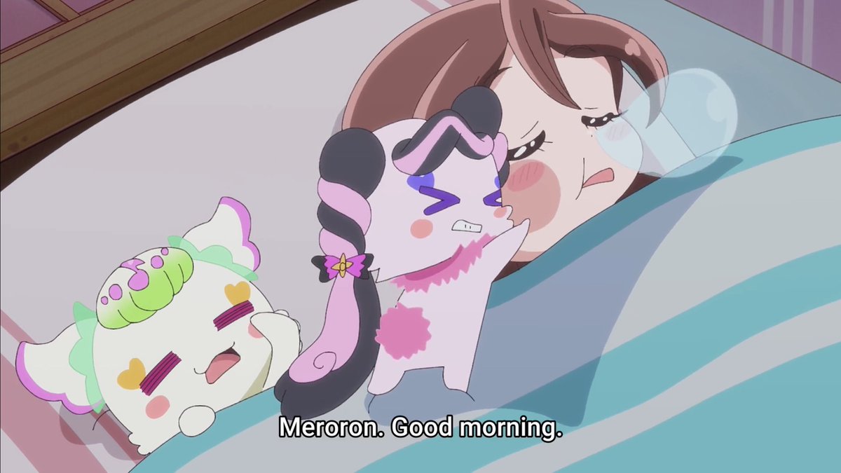 Purirun waking up and thinking that Meroron is strangling Uta 😂 #precure