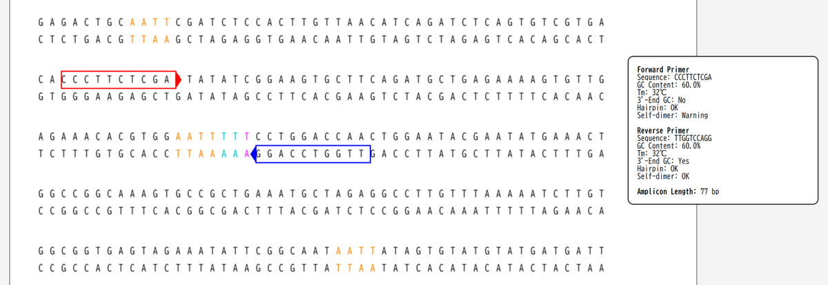 BioChemCalc's tweet image. 🧬 Design PCR primers with ease!
Drag boxes on DNA → GC%, Tm, hairpin &amp;amp; dimer auto-check👇
biochemcalc.com/pcr_c
#PCR #PrimerDesign #IndiaLab