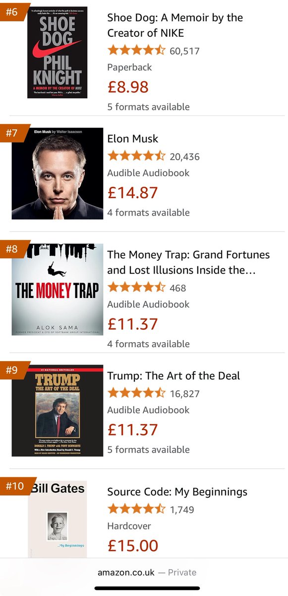 Surreal (in every way!) and humbling to see this—Amazon’s ranking of Biographies &amp; Memoirs. Thank you all for your support 🙏🙏🙏