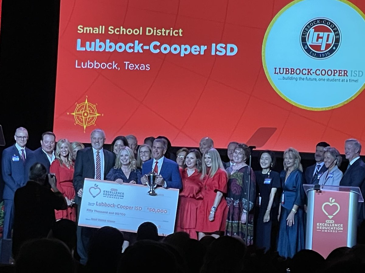 LCP family, Lubbock-Cooper ISD has just won the H-E-B Excellence in Education Award in the Small District category, one of the highest honors available to the more than 1,000 1A-5A Texas public schools! Thanks to our incredible partners at H-E-B for not only believing in the