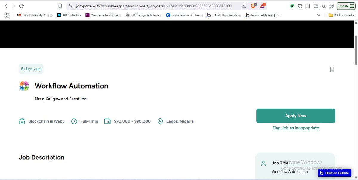 jubreal21's tweet photo. Starting a new week strong! Previously, I integrated the #JSearch API, added #OpenAI-powered resume analysis, job description based on job title, built dynamic job filters, and enhanced my dashboard with smart navigation in #Bubble. Let’s keep building! #nocode #buildinpublic https://t.co/KnzVhmBYEX