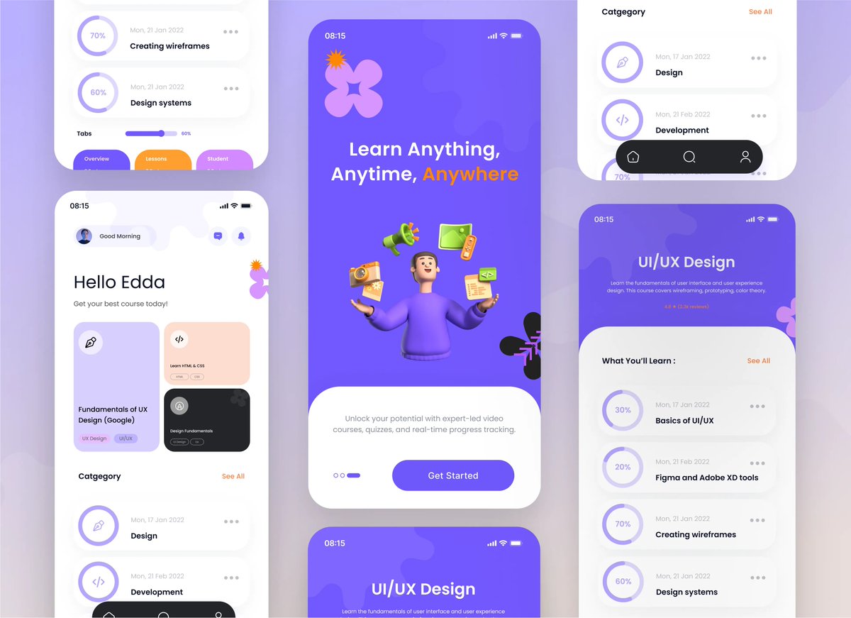 uix_Charles's tweet image. UI screens for a mobile learning app ✨
Tried to balance fun visuals with clear UX.
What do you think?