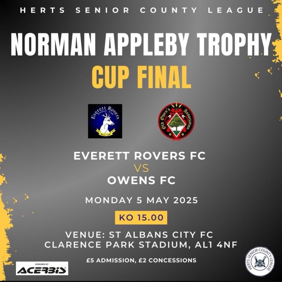 The big day has arrived! Best of luck to our 1st team in their <a href="/hscfl/">HSCL</a> cup final at St Albans City FC today. Get along to support the lads if you can 💪🏻 🏆 ⚽️
