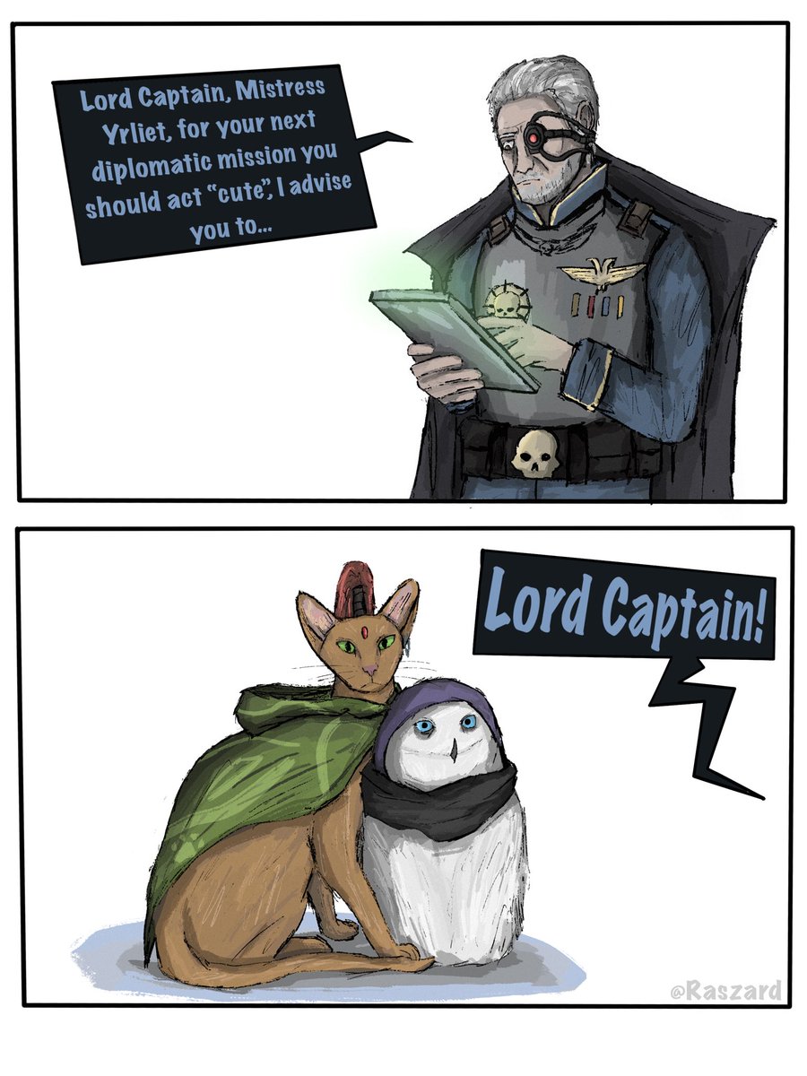 raszard's tweet photo. Meow and uwu

#roguetrader #rogue_trader #Rogue_artist #warhammer40k #WarhammerArt #warhammer40000 #warhammer #WarhammerCommunity #Yrliet #Abelard https://t.co/ux7gTf3sdz