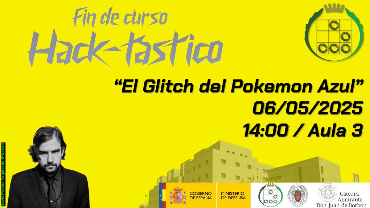Termina el curso a lo grande de la mano de nuestro gran <a href="/Pascal_UCM/">Pascal - EA4IFX -</a>. Su taller donde mezcla #videojuegos y #ciberseguridad no dejará indiferente a nadie :-).

🗓️ 06/05 - 14:00
📍 Aula 3 de <a href="/informaticaucm/">Informática UCM</a>