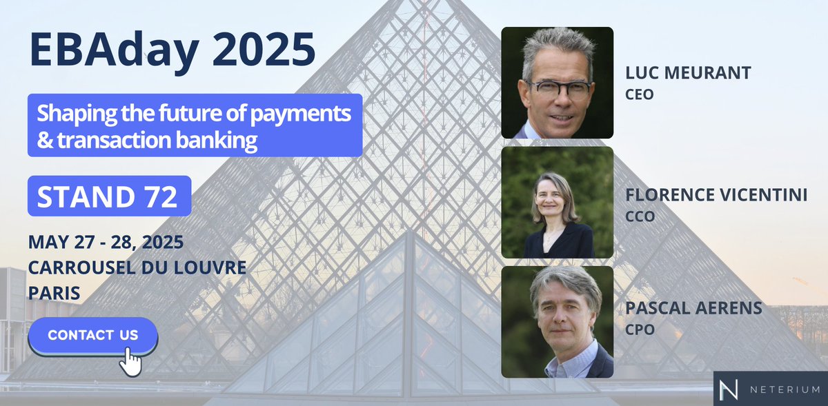 Neterium - APIs FOR ENTITY & TRANSACTION SCREENING (@neterium) on Twitter photo On May 27โ28 the <a href="/neterium/">Neterium: Next generation of screening infra</a> dream team will be in Paris for <a href="/ebaday/">EBAday</a> 2025
๐ฏMeet <a href="/LucMeurant/">Luc Meurant</a>, <a href="/florencelpv/">Florence Vicentini</a> & <a href="/PascalAerens/">Pascal Aerens</a> at ๐๐๐ญ๐๐ซ๐ข๐ฎ๐ฆ ๐๐ญ๐๐ง๐ ๐. ๐๐ to know more about our next-generation watchlist screening engine
๐ฃ๏ธBook a meeting: sales@neterium.io
#EBAday2025 On May 27โ28 the <a href="/neterium/">Neterium: Next generation of screening infra</a> dream team will be in Paris for <a href="/ebaday/">EBAday</a> 2025
๐ฏMeet <a href="/LucMeurant/">Luc Meurant</a>, <a href="/florencelpv/">Florence Vicentini</a> & <a href="/PascalAerens/">Pascal Aerens</a> at ๐๐๐ญ๐๐ซ๐ข๐ฎ๐ฆ ๐๐ญ๐๐ง๐ ๐. ๐๐ to know more about our next-generation watchlist screening engine
๐ฃ๏ธBook a meeting: sales@neterium.io
#EBAday2025