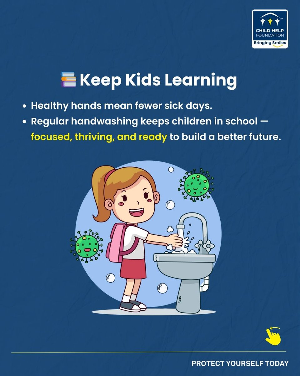 Childhelpindia's tweet image. Clean hands, healthy world! 🌍🧼
.
This #WorldHandHygieneDay, let’s remember that simple habits save lives—wash your hands and spread awareness, not germs! 🙌✨
.
.
.
#childhelpfoundation #HandWashingAwareness #HandHygieneMatters