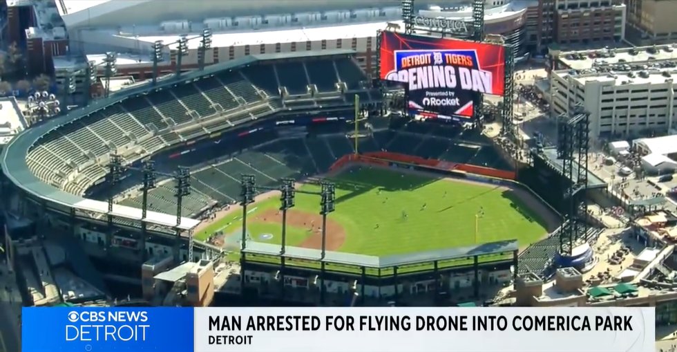 Sentrycs's tweet image. 🚁 Another drone breach at Comerica Park — this time during the Tigers’ home opener.

Public venues need real airspace security. Detection is just the start — mitigation must follow.

➡️ Full story via CBS Detroit&amp;gt;&amp;gt; cbsnews.com/detroit/news/d…

#DroneSecurity #CUAS #EventSecurity