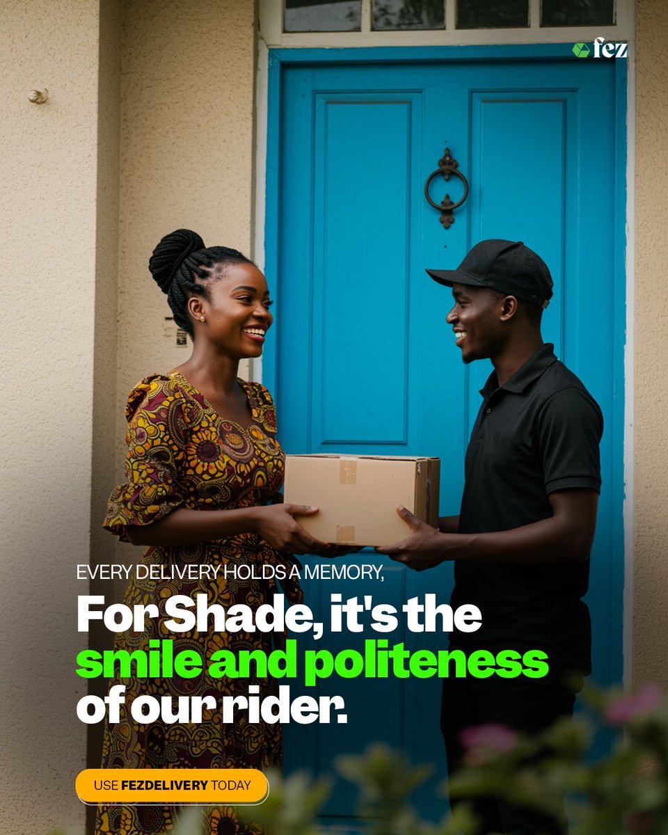 Parcel deliveries have evolved to become an essential human interaction, but for us at FezDelivery- it's more than that. 

We want it to be a pleasant memory for you just like Shade.