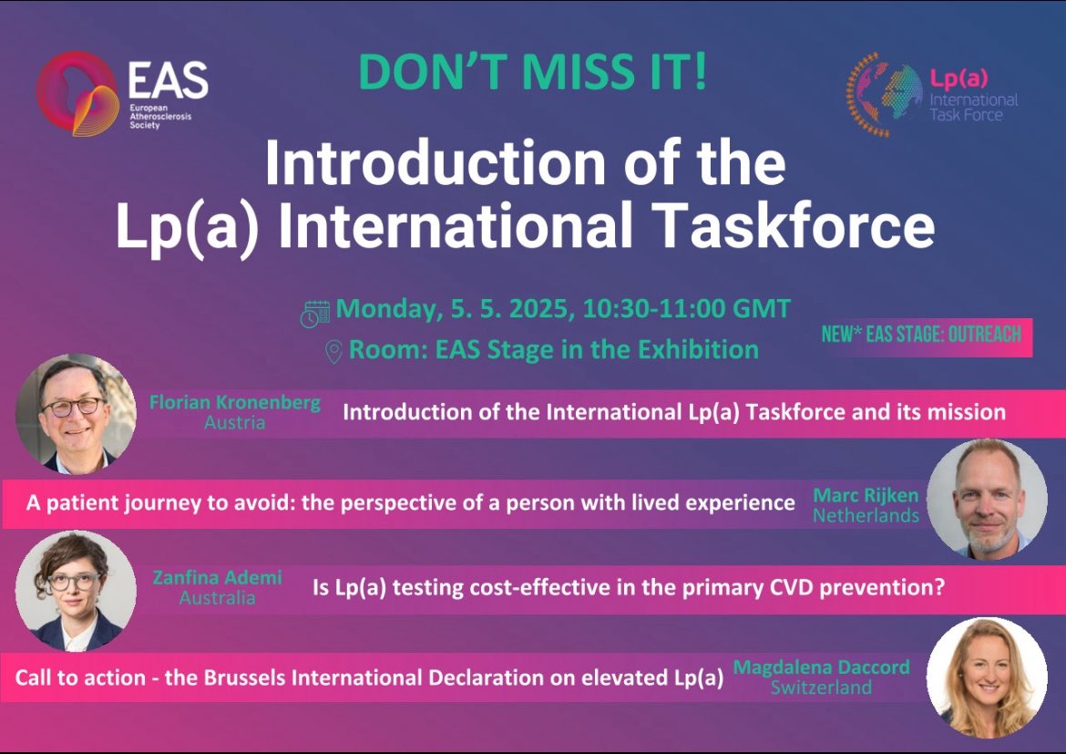 FH Europe Foundation (@fhpatienteurope) on Twitter photo This morning - Don’t miss!
#EASCongress2025 if you are “an Lp(a) addict” like Prof. Kronenberg!
See you at 10:30GMT in the exhibition area!
<a href="/KronenbergLab/">The Kronenberg Lab</a> <a href="/ZANFINA/">Zanfina Ademi</a> <a href="/magdadaccord/">Daccord Magdalena</a> <a href="/marcrijken/">Marc Rijken</a> <a href="/EASCongress/">EAS Congress</a> <a href="/ProfKausikRay/">Prof Kausik Ray FMedSci</a> <a href="/BNordestgaard/">Borge G Nordestgaard</a> This morning - Don’t miss!
#EASCongress2025 if you are “an Lp(a) addict” like Prof. Kronenberg!
See you at 10:30GMT in the exhibition area!
<a href="/KronenbergLab/">The Kronenberg Lab</a> <a href="/ZANFINA/">Zanfina Ademi</a> <a href="/magdadaccord/">Daccord Magdalena</a> <a href="/marcrijken/">Marc Rijken</a> <a href="/EASCongress/">EAS Congress</a> <a href="/ProfKausikRay/">Prof Kausik Ray FMedSci</a> <a href="/BNordestgaard/">Borge G Nordestgaard</a>