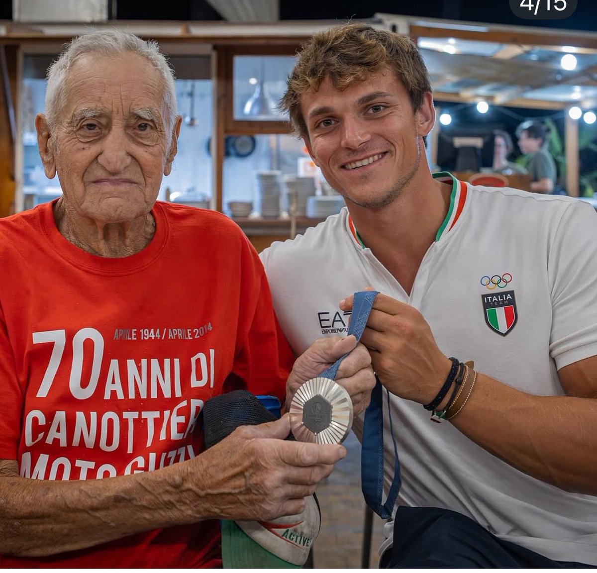 Sad to hear of the passing of Italian Rowing legend Guiseppe Moioli winner of the four’s gold in London 1948 Olympics - he was 98 and a Moto Guzzi club member, shown here with club mate Andrea Panizza - silver in Paris
