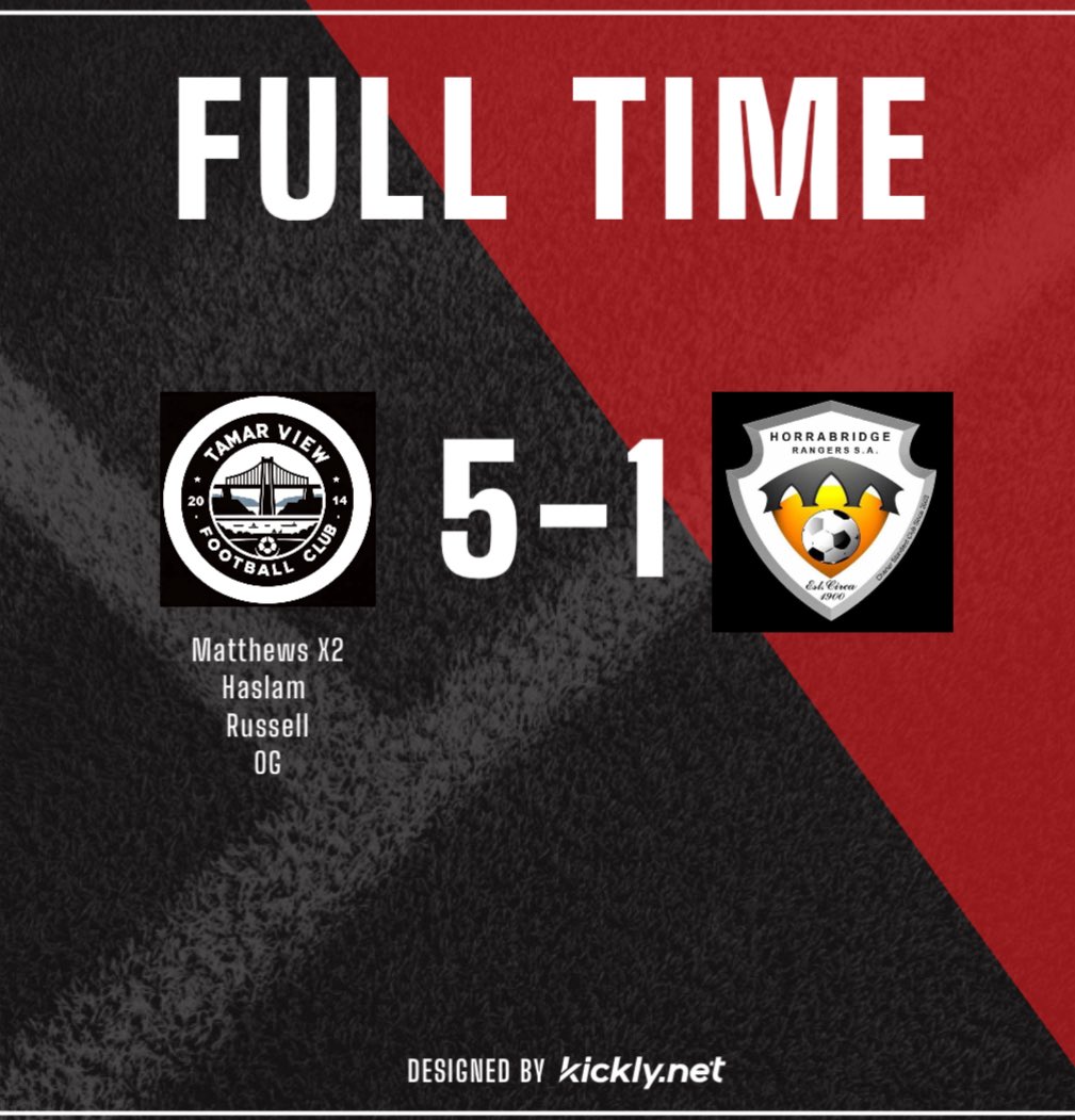 Tamar View 5-1 Horrabridge Rangers 1st 

Matthews ⚽️⚽️
Haslam ⚽️
OG ⚽️
Russell ⚽️

Tamar secure their second win in a week ⚽️