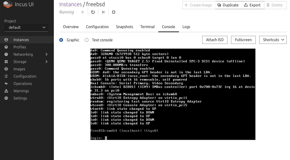 gyptazy's tweet image. Sure, #Incus can run #FreeBSD and other #BSD systems! #RUNBSD