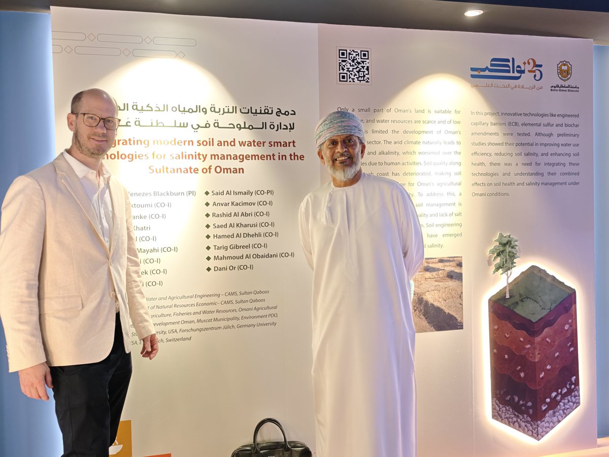 Poster presentation for University Day about our concluding HM grant on soil salinity management in Oman, very grateful to #SQU for supporting our research 🙏; dm if you want to know more about our excellent results on biochar, sulfur and ECB use for soil salinity management 🌾