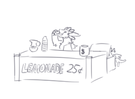 Offering Received: a lemonade stand (#447)

they spent more time drinking the provided lemonade than selling it...