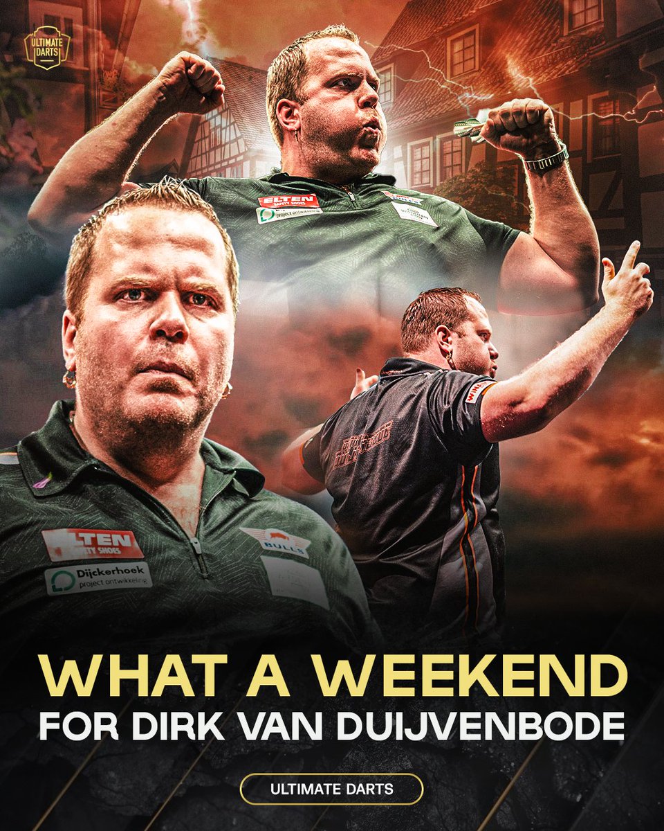 UltimateDarts's tweet image. ๐๐๐ฅ๐ ๐๐ฆ ๐๐๐๐ โก
A weekend of vintage Van Duijvenbode: 6 ton-plus checkouts, 23 180s and 51% on the doubles during the weekend โ taking out MVG, Wade and The Wall along the way. Is this the return of the true Aubergenius? ๐งจ