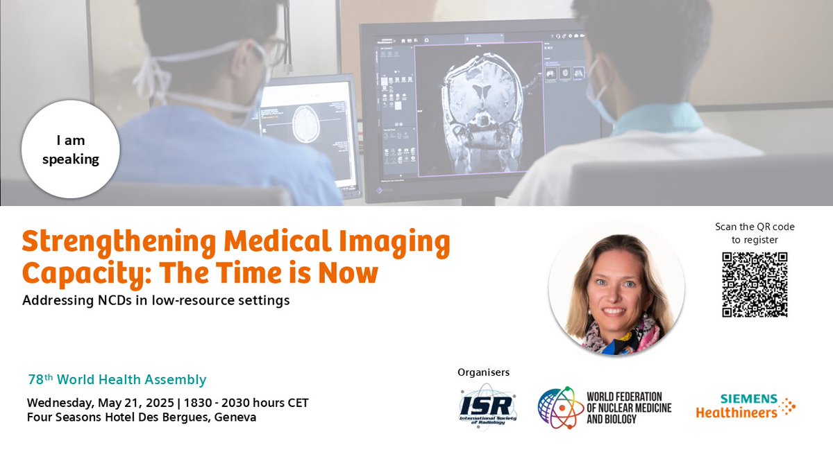 COCIR's tweet photo. 🌍 #WHA78 will convene in Geneva on 19 May.

🎙️Our Annabel Seebohm will be speaking on behalf of @DITTA_Online 

Strengthening Medical Imaging Capacity: The Time is Now
Addressing NCDs in low-resource settings

📆 Wed May 21

👉 Register https://t.co/D1KOY15ml5 https://t.co/FPl9eLyLr9