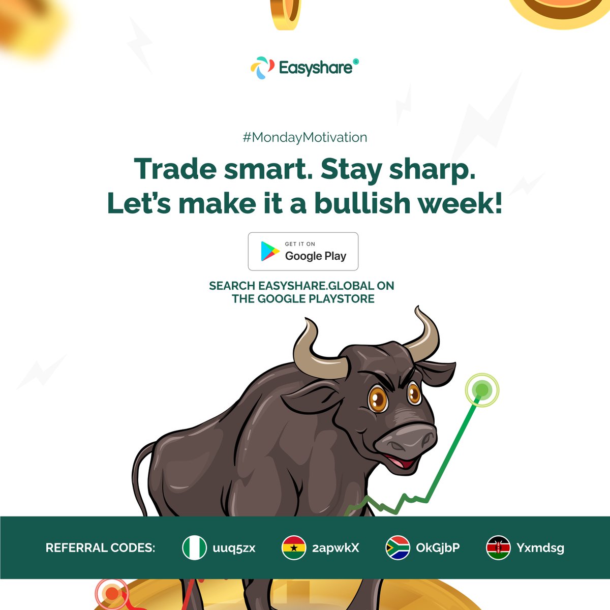 It's a new week! Let easyshare.global help you reach your goals 🚀 

Trade smart. Stay sharp. Let’s make it a bullish week!

Sign up and get started today 🔥

🔗app.easyshare.global/create-account…

#MondayMotivation #easyshareglobal
