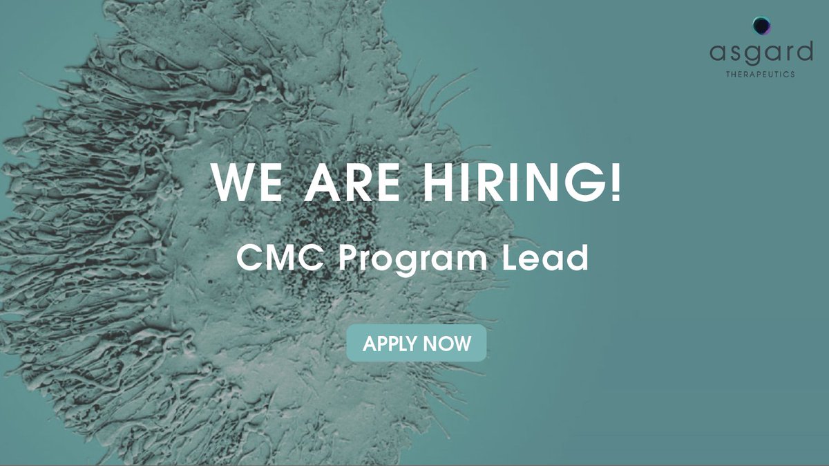 Asgard Therapeutics (@asgardthx) on Twitter photo 🚨 We’re Hiring!
<a href="/AsgardThx/">Asgard Therapeutics</a> is hiring a CMC Program Lead. Work with internal teams, vendors, and consultants, manage risks, and support regulatory submissions.
📷 Remote with occasional travel. Apply here: lnkd.in/dte_V87T
#AsgardTherapeutics #CMC #Hiring 🚨 We’re Hiring!
<a href="/AsgardThx/">Asgard Therapeutics</a> is hiring a CMC Program Lead. Work with internal teams, vendors, and consultants, manage risks, and support regulatory submissions.
📷 Remote with occasional travel. Apply here: lnkd.in/dte_V87T
#AsgardTherapeutics #CMC #Hiring