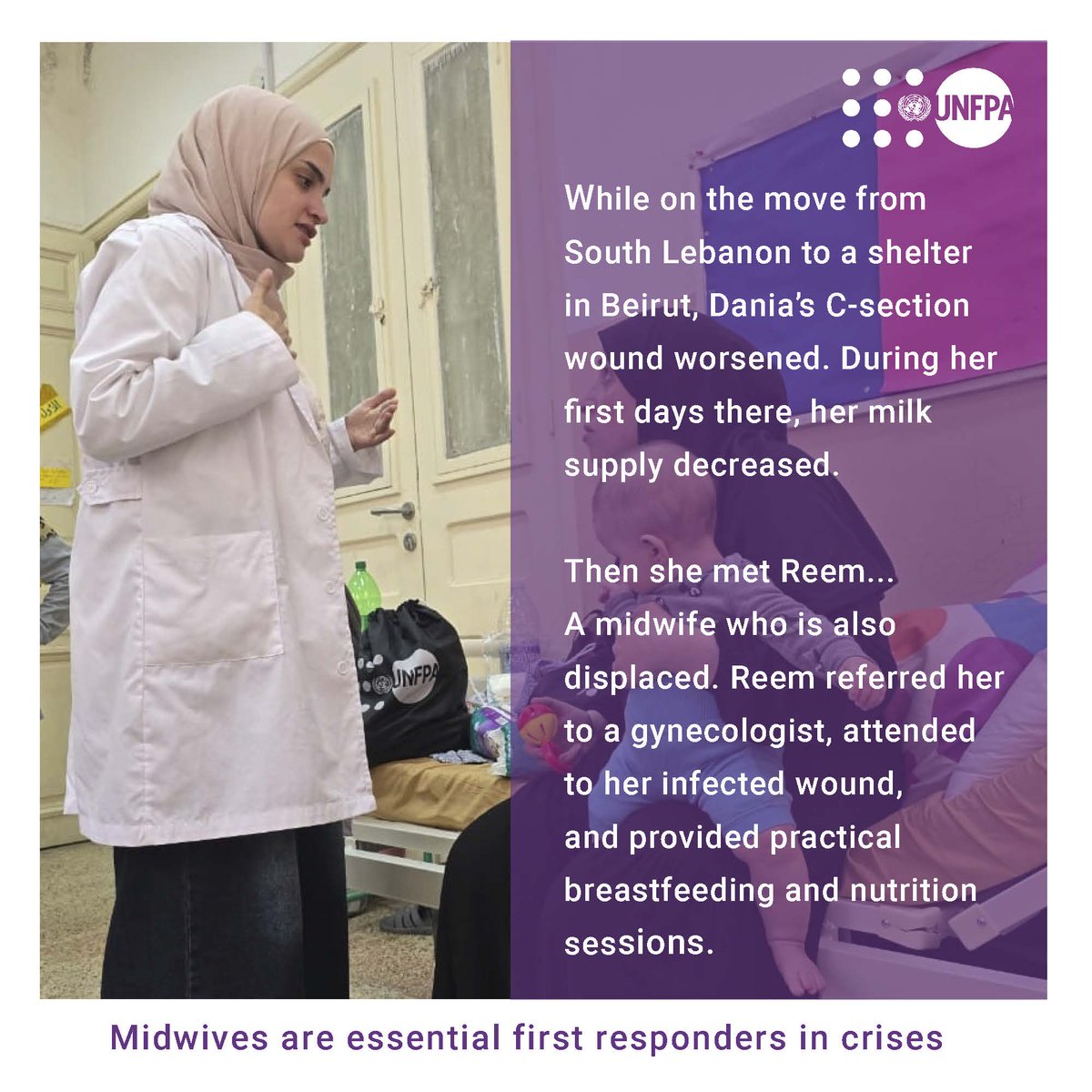 UNFPALebanon (@unfpalebanon) on Twitter photo Reem is a #midwife who provided critical support to hundreds of women & girls who were forcibly displaced, while being #displaced herself.
Midwives donโt just deliver babies, they deliver healthy futures. Itโs time to deliver for them.
#internationaldayofthemidwife <a href="/UNFPA_ASRO/">UNFPA Arab States</a> Reem is a #midwife who provided critical support to hundreds of women & girls who were forcibly displaced, while being #displaced herself.
Midwives donโt just deliver babies, they deliver healthy futures. Itโs time to deliver for them.
#internationaldayofthemidwife <a href="/UNFPA_ASRO/">UNFPA Arab States</a>
