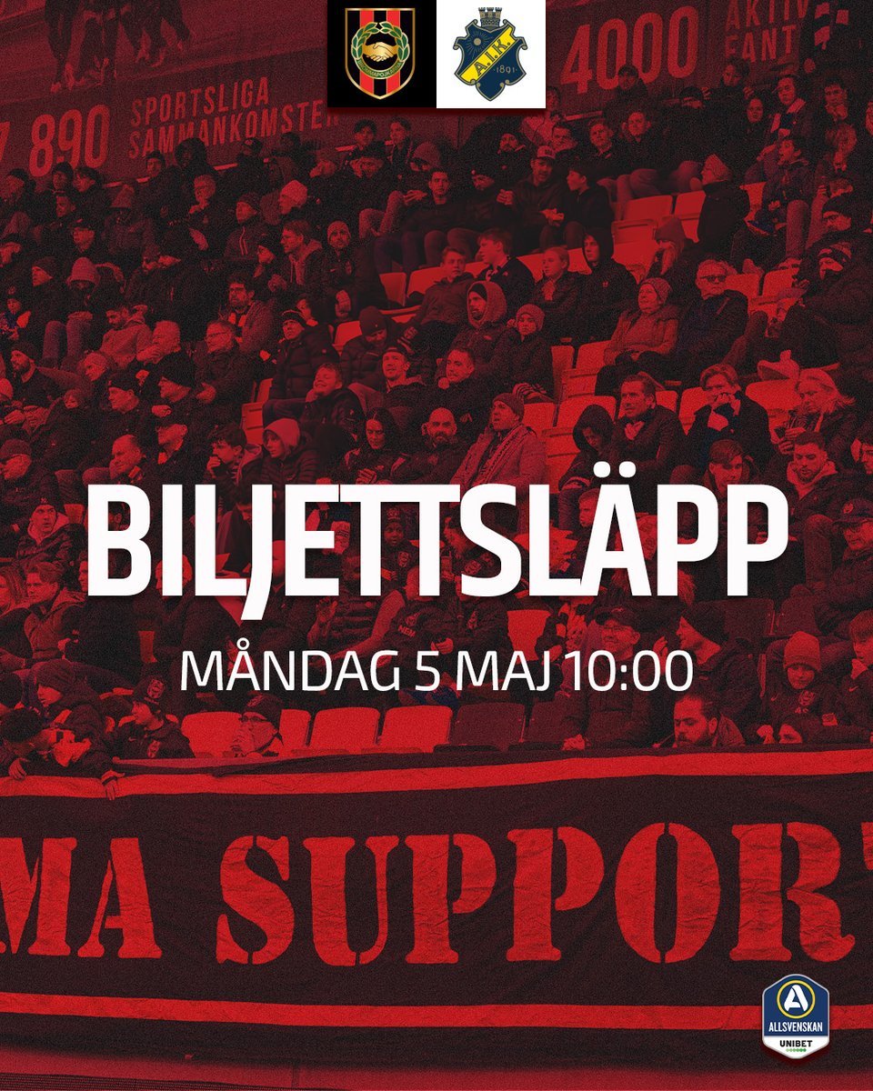 Nu kan du boka biljett till BP - AIK 25 maj 🤝

🎟️ Ses i kön på bp.ebiljett.nu